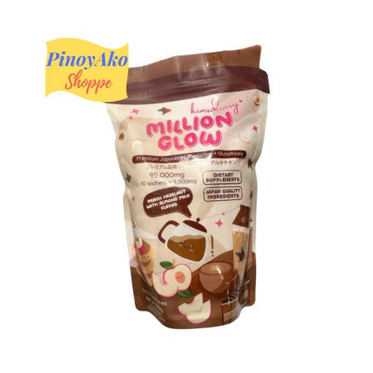 Kimsdiary Million Glow PEACH  HAZELNUT w/ Almond Milk Flavor 10Sachets