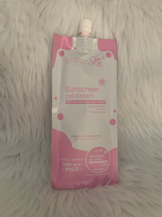 SALE! Brilliant Skin Essentials Sunscreen Gel-cream Light-Pink Sachet SPF30 (50g)- Pinkish Cream EXP JUNE2024