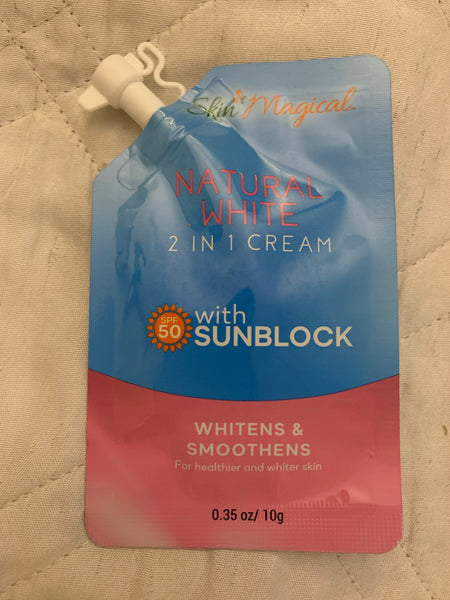 3pcs Skin Magical Natural White 2 In 1 Cream With sunblock Spf50 (10g Only)